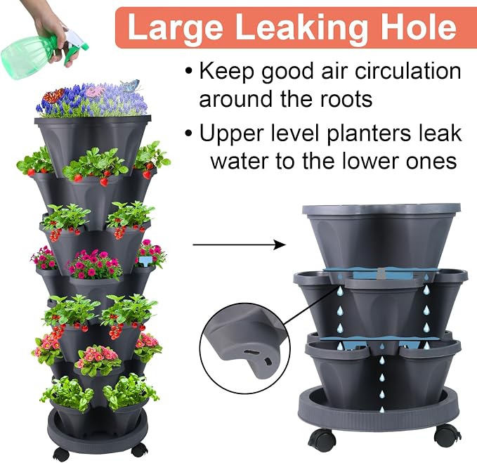 DUNCHATY Stackable Planter, Vertical Strawberry Planter - Image 6