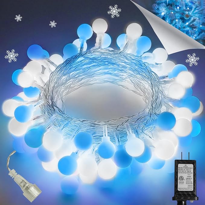 LORRYTE 43FT Connectable String Lights Indoor Outdoor | 100LED Blue and White by LORRYTE