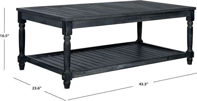 Safavieh Outdoor Collection Oakley Dark Slate Grey Coffee Table - Image 6