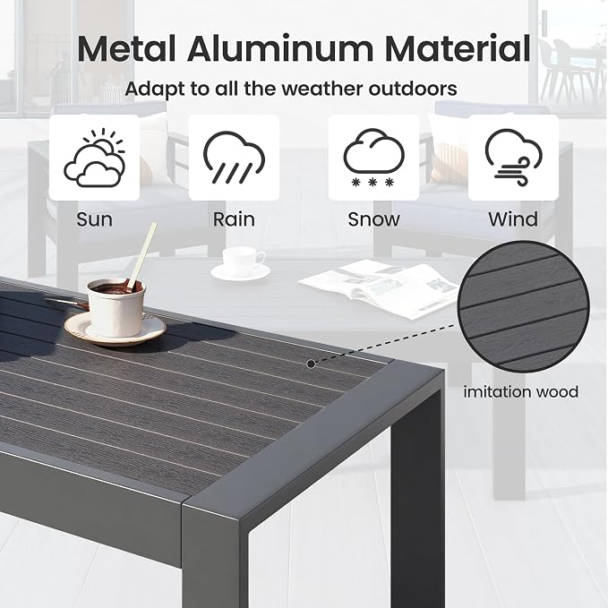 All-Weather Aluminum Outdoor Coffee Table, Modern Coffee Table - Image 3