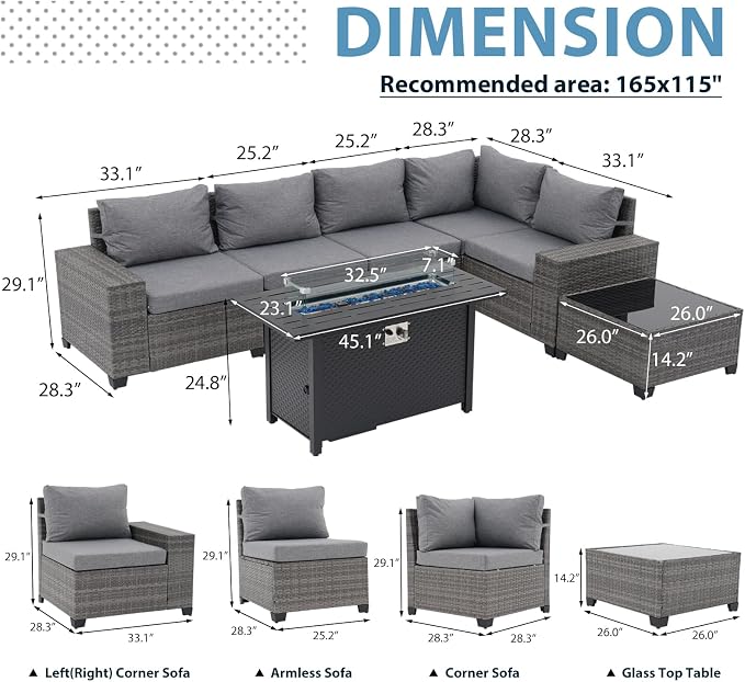 JOIVI 7-Piece Outdoor Set with Fire Pit Table - Image 6