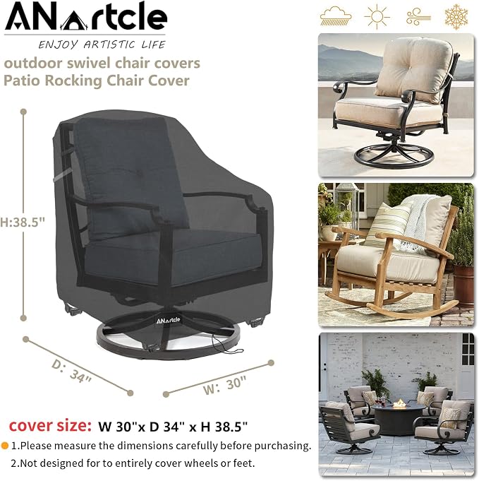 Swivel Patio Chair Covers 2 Pack, Waterproof Heavy Duty Outdoor Chair Covers - Image 3
