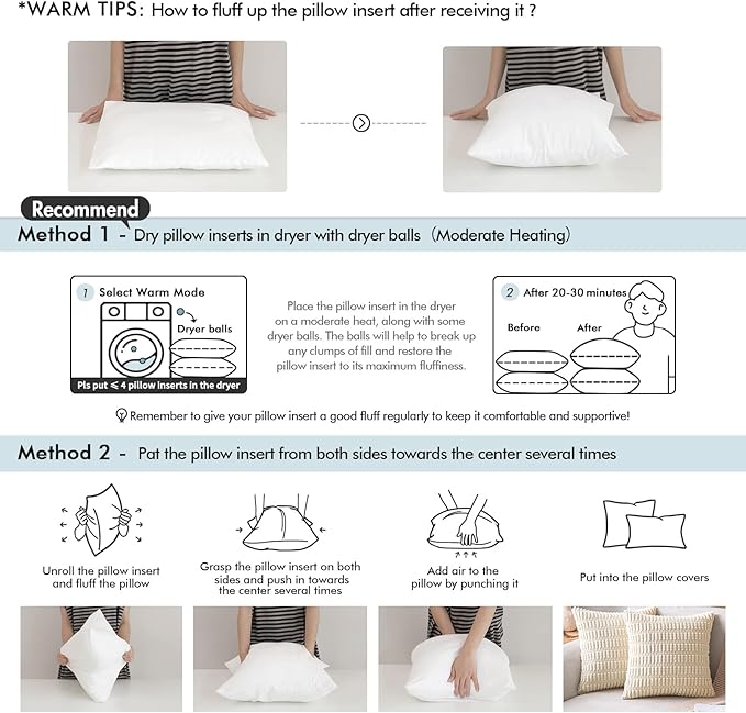 MIULEE Pack of 2 12x18 Outdoor Pillow Inserts, Outdoor Throw Pillows - Image 7
