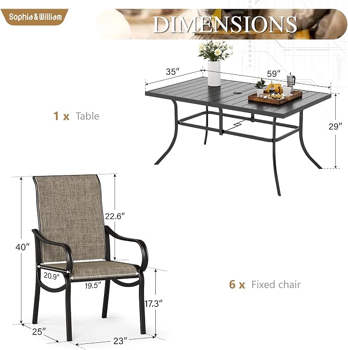 Sophia & William Patio Dining Set Outdoor Dining Set - Image 7