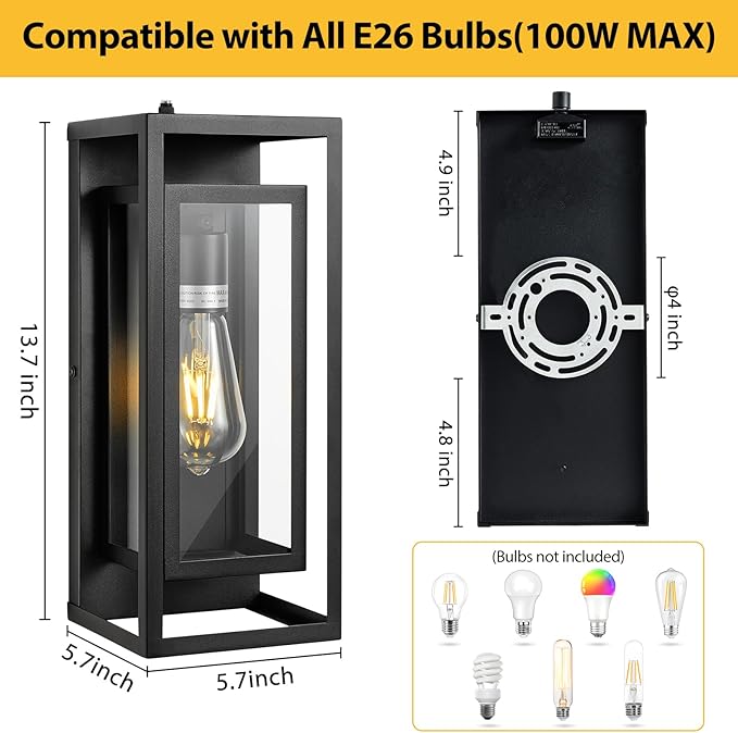 14" Outdoor Wall Lights Fixtures Dusk to Dawn Exterior Lighting Fixtures - Image 4