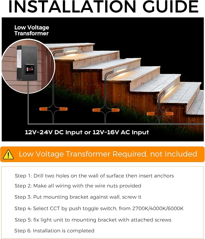 CLOUDY BAY Low Voltage 12-24V LED Step Lights Outdoor, 2.5W Landscape Cutoff - Image 3