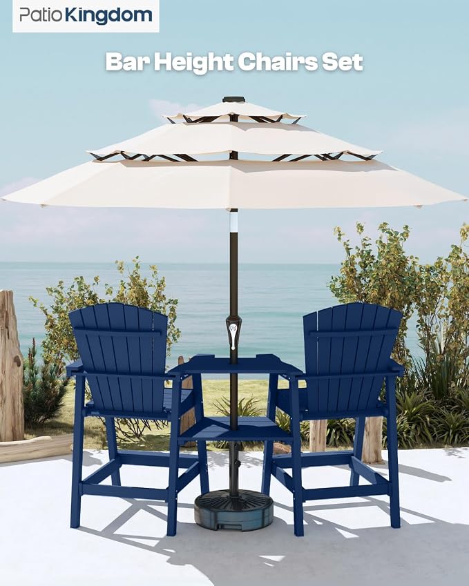 Navy Blue HDPE Tall Adirondack Chair Set of 2 - Image 8