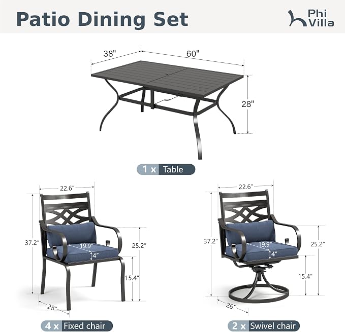 PHI VILLA 7 Pieces Outdoor Dining Set - Image 9