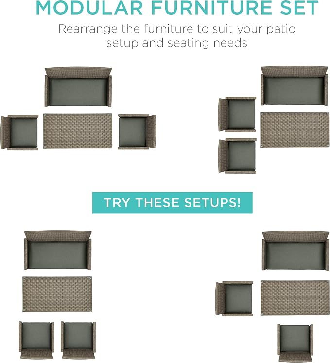 Best Choice Products 4-Piece Outdoor Wicker Patio Conversation Furniture Set - Image 2