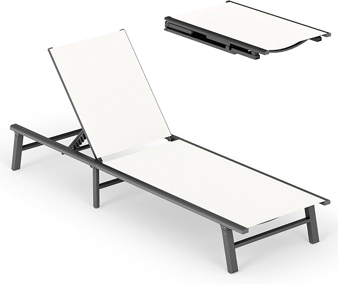 Ciokea Foldable Outdoor Lounge Chair, No Assembly Patio Chaise Lounge Outdoor by CIOKEA