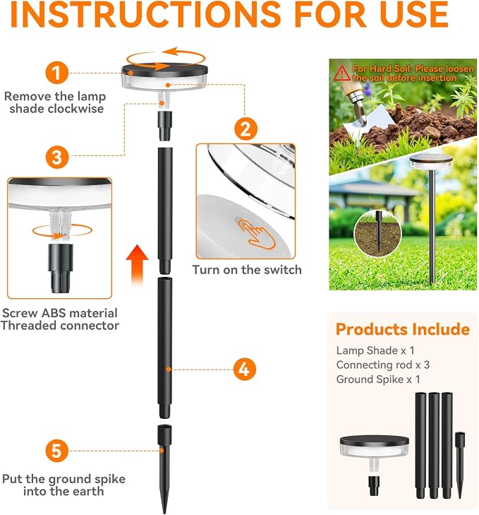 LETMY Solar Pathway Lights Outdoor, 2 Pack 2X Brighter Solar Lights Outdoor - Image 7