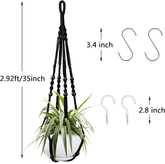 Augshy Macrame Hanging Planter, 2 Pack Hanging Planters - Image 2