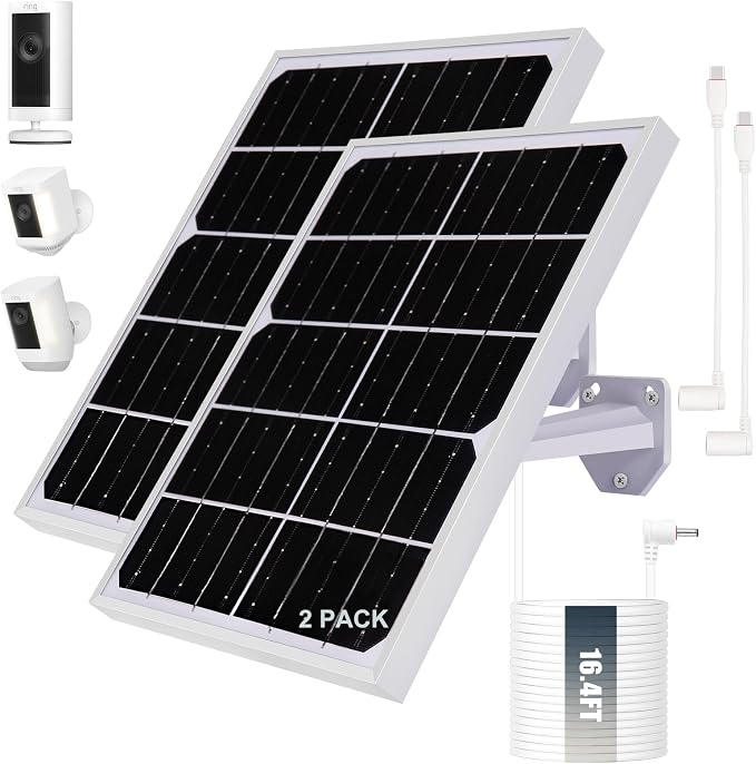 Solar Panel for Security Camera 2 in 1 Port 10W Ring Camera Solar Charger by Unknown