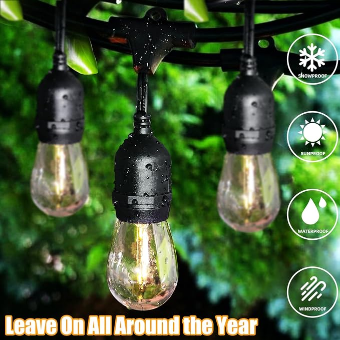 Lakumu Outdoor String Lights 96FT, Commercial Grade Heavy Duty Patio Lights - Image 4