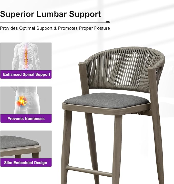 PURPLE LEAF Counter Height Bar Stool Set of 4 Aluminum Counter Height Bar Chair - Image 5