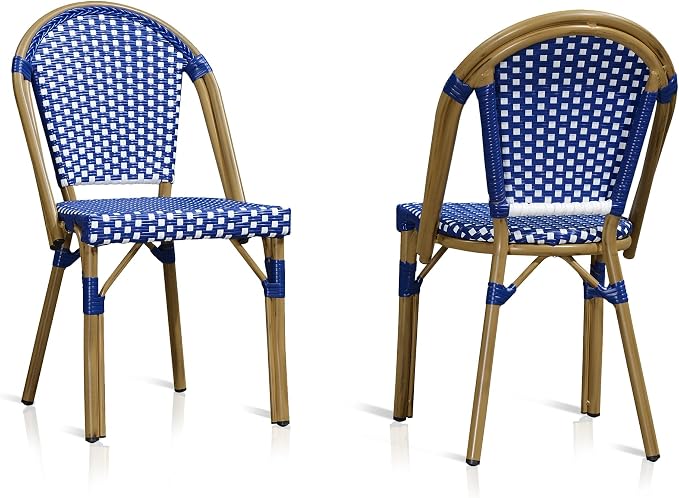 PURPLE LEAF Bistro Chair French Hand-Woven Wicker Chairs - Image 9