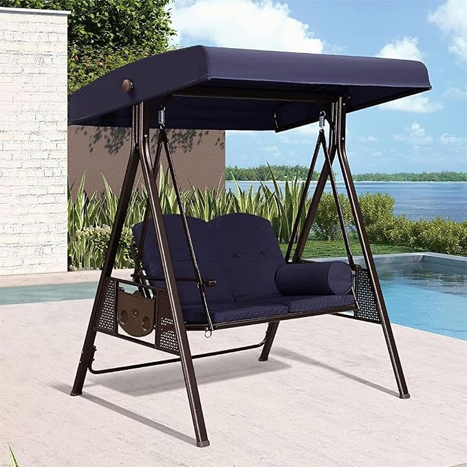 PURPLE LEAF 2-Seat Deluxe Outdoor Patio Porch Swing - Image 2
