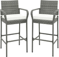 COSTWAY Wicker Bar Stools Set of 2, Patio Bar Height Chairs by COSTWAY
