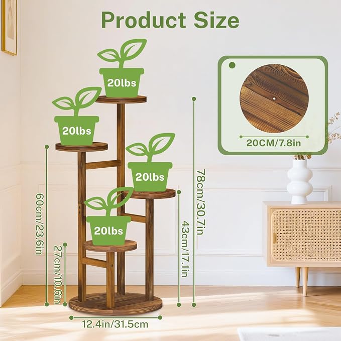 iDavosic.ly 4 Tier Plant Stand Indoor, Tiered Corner Wood Multiple Flower - Image 4