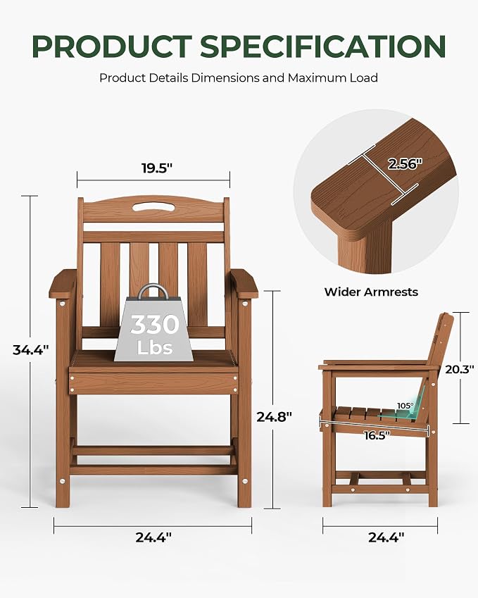 Set of 2 Weatherproof Patio Chairs - Image 3