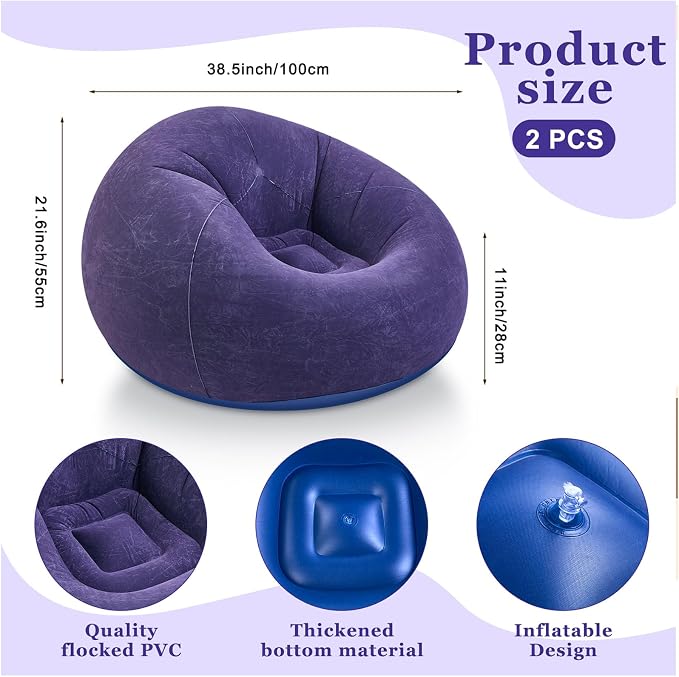 Realspring Inflatable Bean Bag Chairs Outdoor Blow up Camping Chairs Inflatable - Image 3