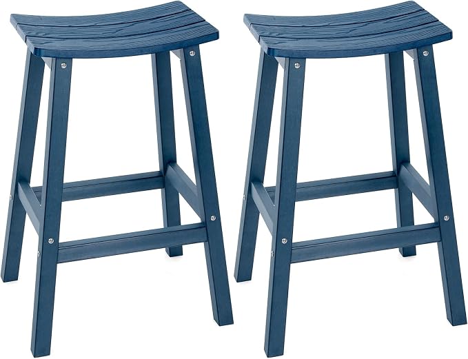 Weatherproof Bar Stools Set of 2, Saddle Seat, Bar Height Stools by LAHAAP