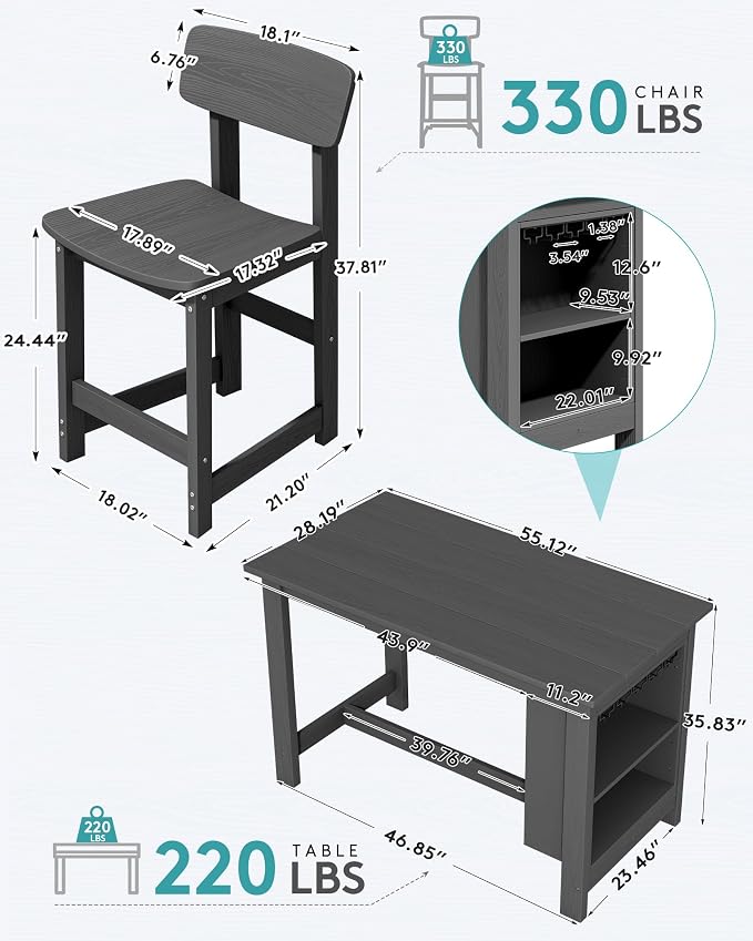 SERWALL 10-Piece HDPE Counter Height Dining Table Sets - Image 2