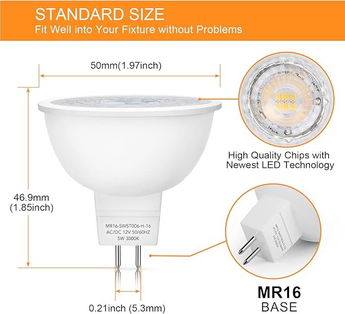 Mlambert 12 Pack MR16 LED Bulbs 50W Halogen Equivalent, 3000K Soft White - Image 4
