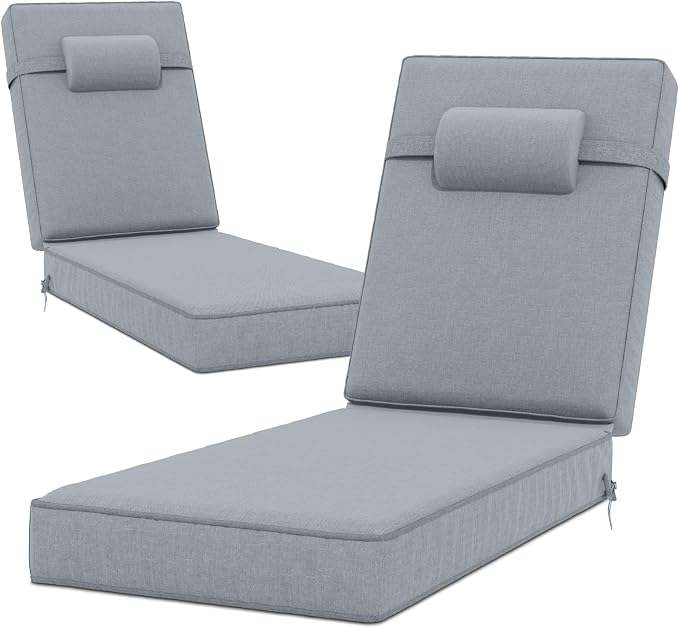 80 x 26 x 4 Inch Olefin Chaise Lounge Cushions, Lounge Chair Cushions by Unknown
