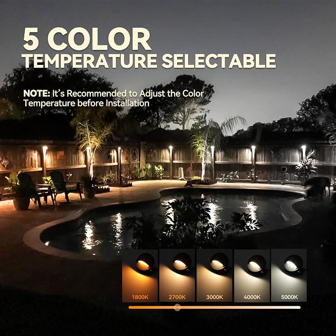 LEONLITE 12-Pack Update 5CCT LED Low Voltage Deck Lights, 180LM 3.74inch - Image 2