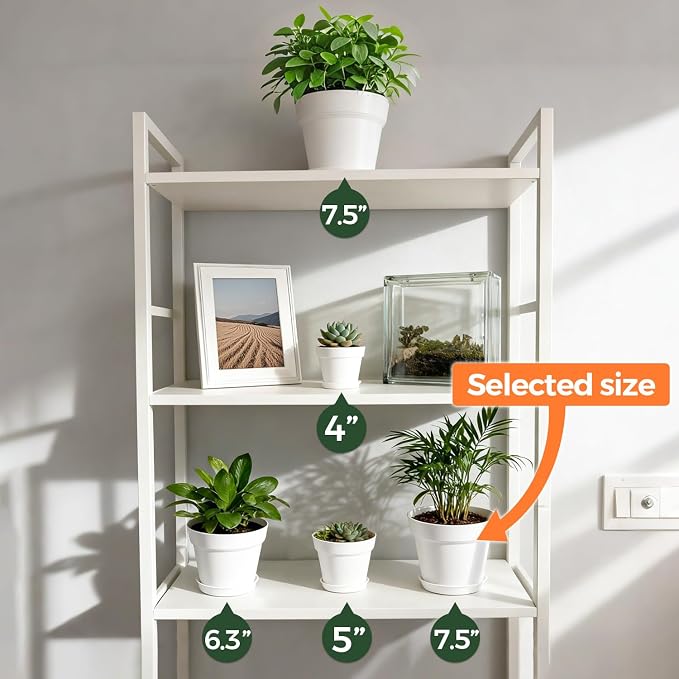 T4U 7.5 Inch Plant Pots 6 Pcs, Flower Pots - Image 5