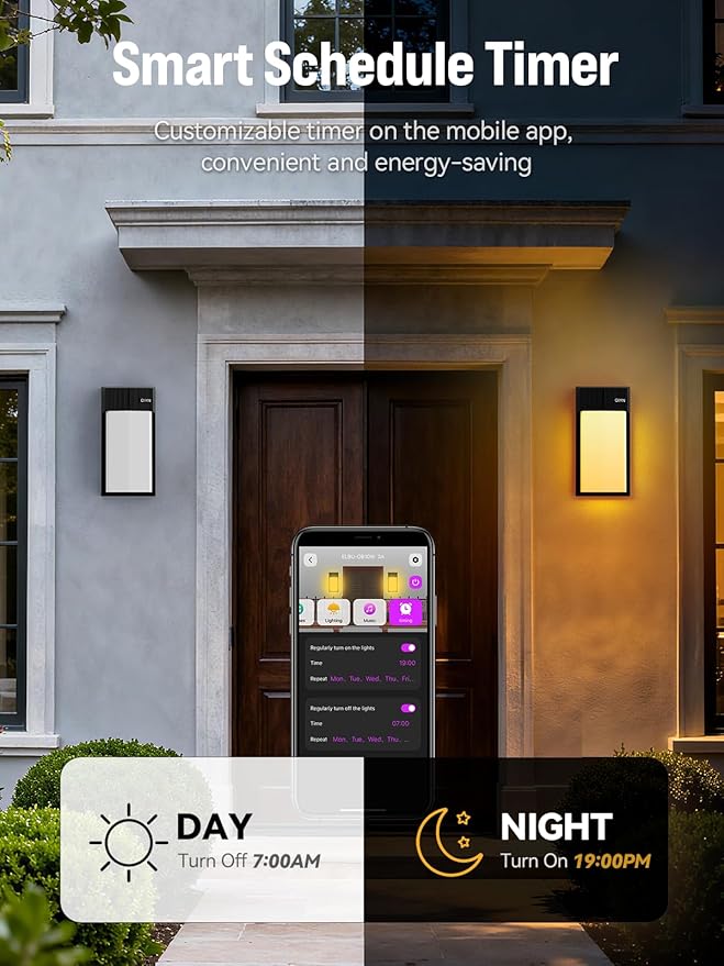 Outdoor Wall Light, Smart RGBICWW Porch Lights Outdoor, 1500LM Modern Wall - Image 5