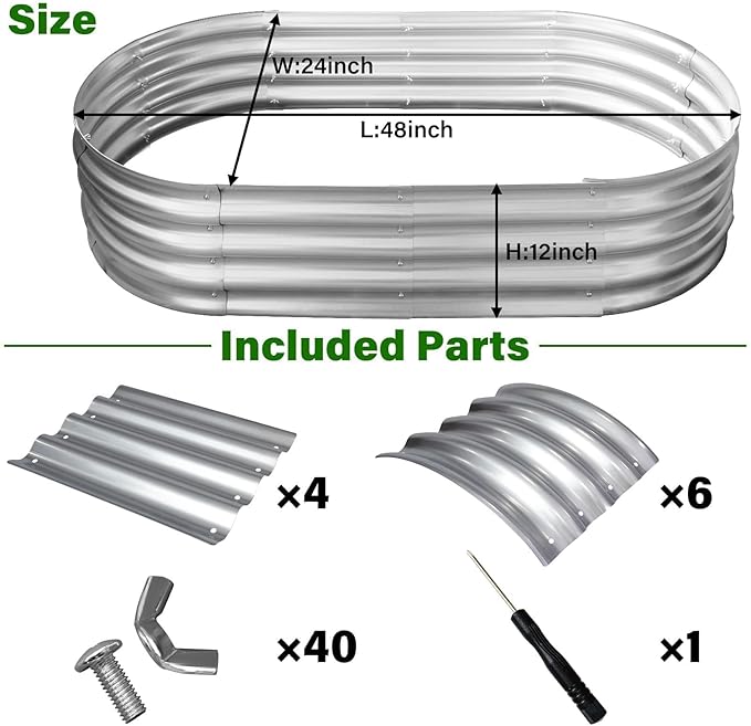 Galvanized Raised Garden Bed for Outdoor: 4X2X1ft Durable Metal Vegetable Plant - Image 2