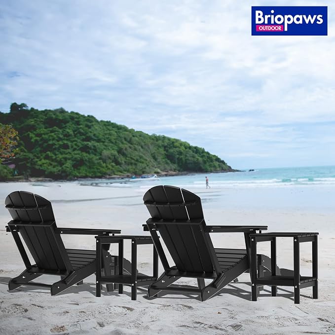 BRIOPAWS Adirondack Ottomans | Folding | Set of 4 | HDPE Plastic | Black - Image 6