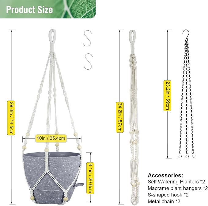 Self Watering Hanging Planters 10 inch, 2 Pack Hanging Flower Pots - Image 3