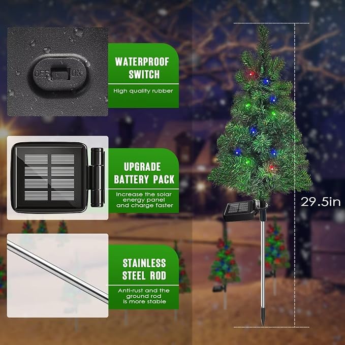 Solar Christmas Tree Garden Stake Lights Waterproof Christmas Decorations Tree - Image 5