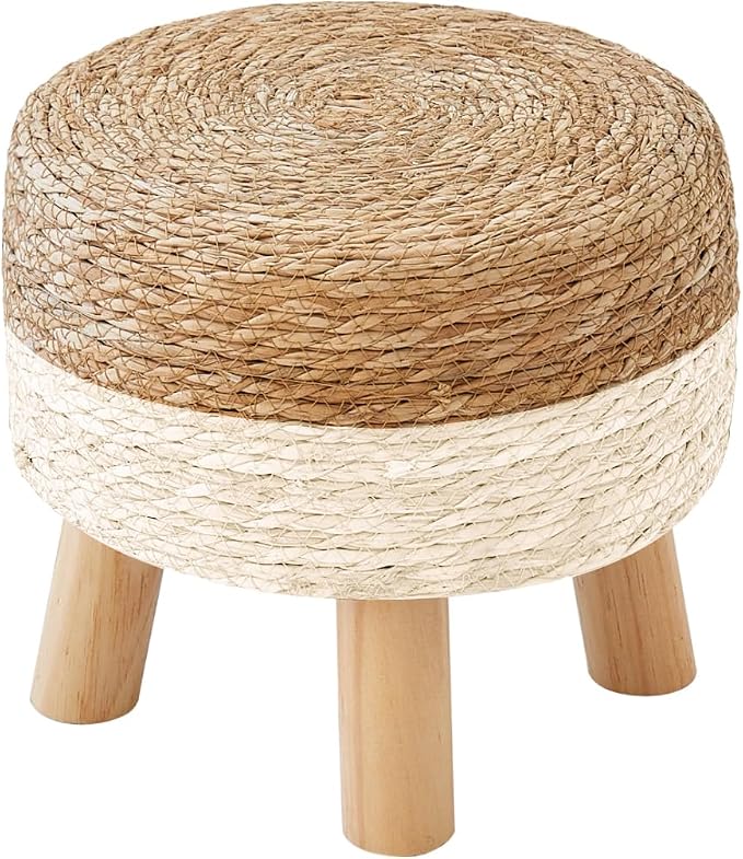 Round Ottoman, Natural Seagrass Footstool by ALeesing