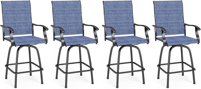 MFSTUDIO Outdoor Bar Stools Set of 4, Swivel Bar Height Patio Chairs Outdoor by MFSTUDIO
