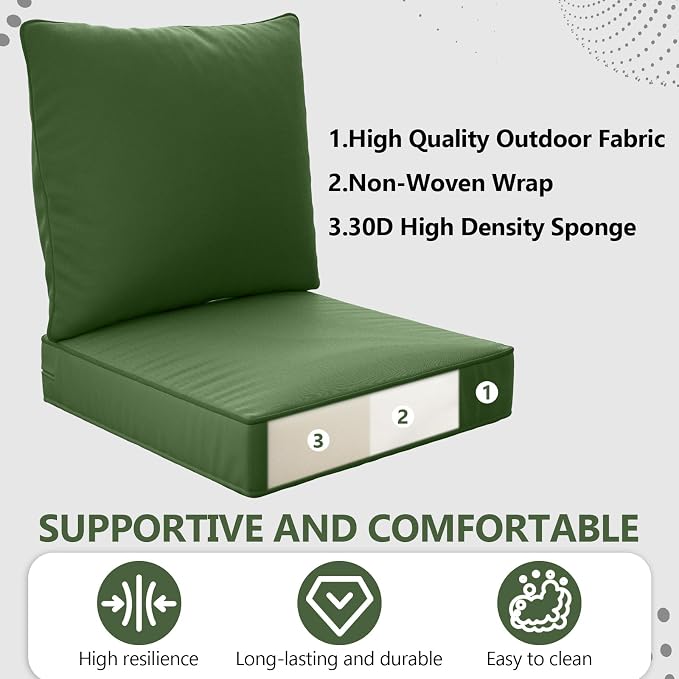 22" x 22" x 6" Outdoor Deep Seat Cushions Set - Image 4