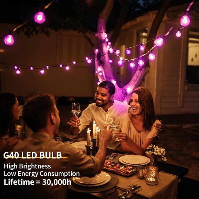 40FT LED Outdoor String Lights Waterproof, G40 LED Globe Outdoor Lights - Image 4