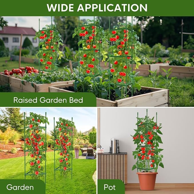 4PCS Tomato Cages for Garden, Tomato Trellis for Raised Garden Bed, 51.2" Tall - Image 4