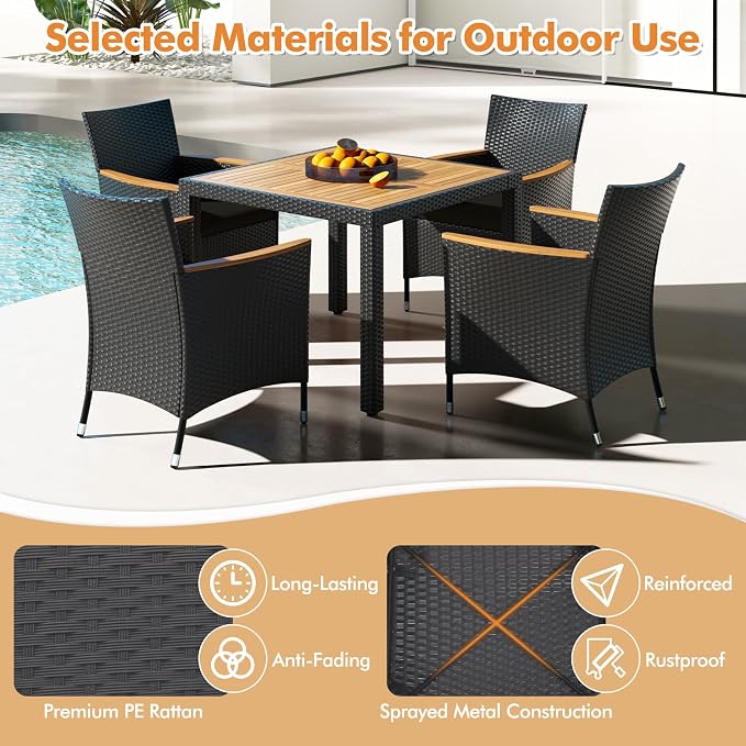Tangkula 5 Pieces Rattan Outdoor Dining Set - Image 8