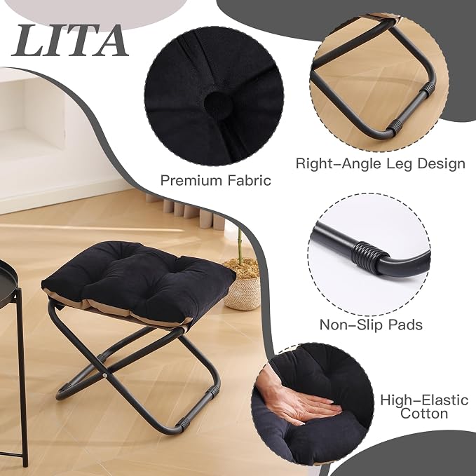 LITA Folding Upholstered Footrest Stool - Image 4
