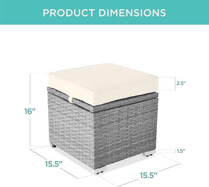 Best Choice Products Set of 2 Wicker Ottomans, Additional Seating, Side Table - Image 2