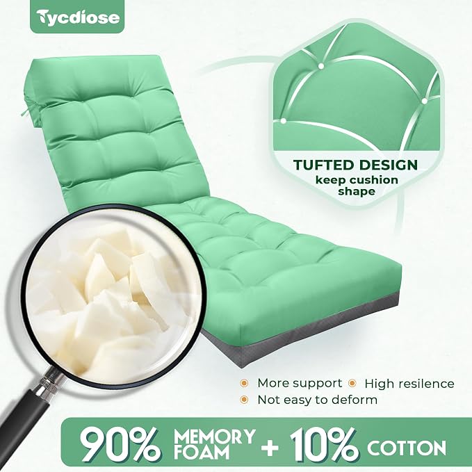Outdoor Lounge Chair Cushion, Waterproof Replacement Chaise Lounge Cushions - Image 5