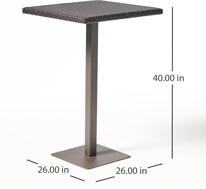 Christopher Knight Home Dominic Outdoor 26" Wicker Square Bar Table - Image 2