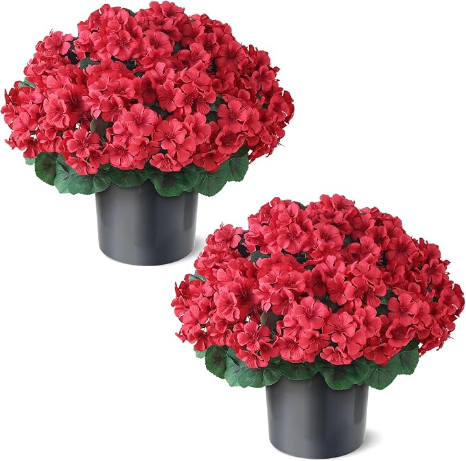 2 Pack Artificial Geranium Flowers Topitary Trees by GLIDLION