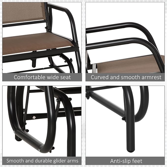 Outsunny Porch Glider, Metal Frame Swing Glider Chair - Image 7