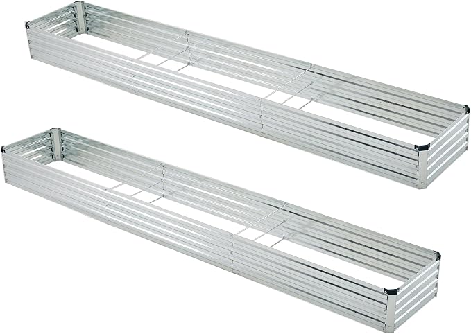 12x2x1ft Galvanized Raised Garden Bed, Outdoor Planter Box Metal Patio Kit by Foxlang
