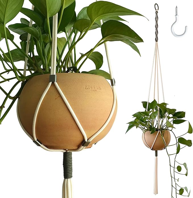 Macrame Plant Hanger Polyester Rope 42 Inch Outdoor Indoor Adjustable Hanging by LETBE